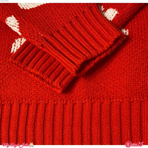 Marled Reunited Clothing Valentines Heart Print Round Neck Long Sleeve Sweater - Picture 4 of 8